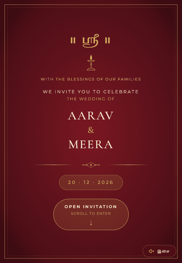Royal Heritage — Grand South Indian Royal Invitation Template